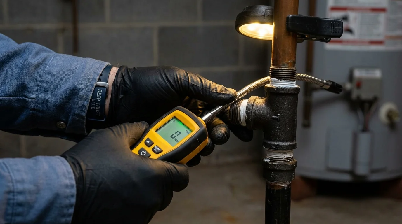 Gas leak detection with electronic sniffer by Johns Plumbing LLC in Smith