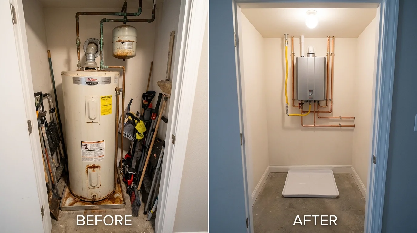 Tank water heater versus wall-mounted tankless unit comparison for Smith, NV homeowners